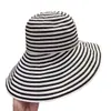 Sombrero de Pescador Plegable de Verano a Rayas Estilo Japonés para Mujer, Nuevo Sombrero Largo con Protección Solar, Sombrero de Cubo de Moda, Sombrero de Sol para Circunferencia de Cabeza Grande