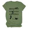 Notación Musical Cuatro Gatos Negros Comercio Transfronterizo Amazon Mayorista Suelto Versátil Cómodo Casual Talla Grande Manga Corta