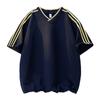 Camiseta Gola V Masculina Verão Manga Curta Casual Seda Gelo Regata Interna Fina Camiseta Básica
