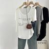 Ropa de Verano Ropa de Maternidad para Gordas mm Letras Camiseta de Manga Corta con Cuello U Grande para Mujer Algodón Puro Estilo Veraniego Perezoso Look Holgado y Adelgazante
