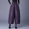 Garantía de Calidad Temperamento Mamá Estilo Chino Jacquard Pantalones de Pierna Ancha Otoño Nuevo Cintura Alta Holgado Adelgazante Pantalones de Botón Pantalones Casuales