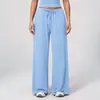 Pantalones largos de forro polar cepillado transfronterizos, pantalones casuales holgados de pierna ancha para mujer, pantalones largos elásticos con cordón para deportes al aire libre y fitness al por mayor