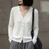 Prenda de abrigo corta para principios de primavera y otoño 2026, nuevo cárdigan de punto elegante con cuello en V para mujer