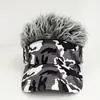 Gorra de peluca impresa de moda transfronteriza para hombre, gorra de béisbol de una sola pieza divertida de hip-hop europeo y americano para exteriores con peluca simulada y visera solar