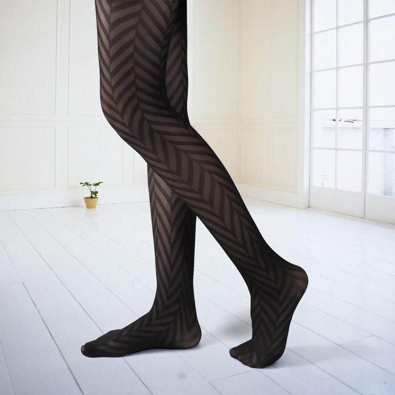 大箭头斜纹提花连裤袜-804
