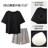 Pijama de Verano de Nuevo Estilo de Algodón Puro de Manga Corta para Mujer con Copas para el Busto, Shorts Delgados con Estampado Lindo, Ropa para el Hogar, Traje Dulce