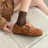 Zapatos Planos Estilo Dulce Brogue con Suela Gruesa para Mujer 2025 Invierno Nuevo Estilo Correa de Hebilla de Una Línea Versátiles Zapatos Pequeños de Cuero que Aumentan la Altura Interior