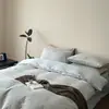 Estilo Nórdico Algodón Puro Tejido Grueso Juego de Cuatro Piezas Textura Retro Jacquard Grande Funda Nórdica de Algodón Puro Estilo Moderno Color Sólido Ropa de Cama