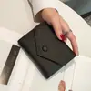 Cartera de mujer Piel Corta Piel de Vaca Billetera para Monedas Plegable Triple Hebilla Superior Piel de Vaca Pequeña Bolsa para Tarjetas Cartera Pequeña