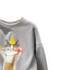 Sudadera de invierno retro, de manga larga, corte holgado, tipo pullover, con forro polar y tejido grueso, nuevo diseño de cuello redondo, con un estampado único de gato, para mujer