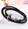 Pulseira Punk Nova de PU Trançado Multicamadas Couro Sintético de Vaca Liga Aliança Casal Joias Masculinas Fonte Transfronteiriça Pulseira Europeia e Americana