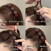Pasador de Pelo Redondo Trenzado Flocado con Pedrería de Alta Gama, Pasador Lateral para Flequillo de Mujer Estilo Retro Corona Alta