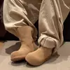 Sapatos Femininos Botas Quentes de Inverno 2025 Novo Estilo Bico Manga Versão Coreana Forradas com Lã Cano Alto Duas Vias Botas de Algodão Botas de Neve