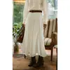 Falda Solighter Estilo Retro Francés Blanca de Cintura Alta Corte A para Mujer Primavera 2026 Nueva Falda Paraguas Adelgazante Falda Larga
