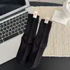 Calcetines de tela de doble costura hasta la mitad de la pantorrilla para mujer, otoño e invierno, color liso, sencillos, resistentes, estilo universitario, algodón peinado, estilo japonés, calcetines de algodón holgados