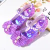 Sapatos de Cristal Brilhantes para Crianças, Sapatos de Salto Alto para Meninas, Sapatos de Princesa Kuromi da Moda para Menininhas, Sapatos de Couro para Bebês