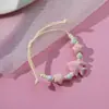 Pulseira de Cerâmica Jingdezhen Peixe Pintado à Mão Cor Dopamina Pulseira de Corda Trançada Simples Fofa Versátil Joia para Melhor Amiga Atacado