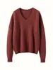 Novo suéter de cashmere tingido em fio com estampa floral e decote V para outono e inverno, modelagem que afina, grosso, versátil, malha de manga longa