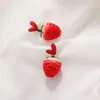Brincos Sun Jiayu Zhu brilhosos mesmo estilo estudante fofo doce frutas stud brincos femininos amor morango joia de orelha