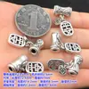 Plata S999 Retro Ping An Bambú Cobre Colgante Barril Cuentas Pulsera Trenzada Pulsera Collar Hecho a Mano DIY Accesorios