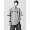 Camiseta de Verano de Marca de Moda Nueva para Hombre, Estilo High Street, Estampado de Letras, Holgada, Cuello Redondo, Manga Corta