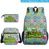 3D Nuevo Producto mi monstruo cantante Mochila de Concierto de Monstruos Bolsa Escolar Bolsa para Lápices Bolsa de Hombro Juego de Tres Piezas