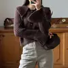 Cardigan de Punto de Solapa Grande Estilo Transfronterizo Nuevo 2026, Elegante y Adelgazante, Mangas de Campana, Abrigo Suéter Corto de un Solo Botón para Mujer