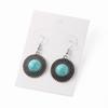 Europa y Estados Unidos transfronterizos Amazon nuevos pendientes vintage moda personalidad pendientes turquesa redondos gancho para la oreja al por mayor