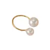 Anillo Abierto Ecológico, Elegante y Sencillo en Forma de U con Perlas Grandes y Pequeñas, Moda de Nicho, Anillo Ajustable Versátil para Mujeres