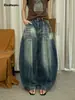 Ideal equipoPantalones casuales nuevos de lavado vintage para mujer, jeans de pierna ancha con líneas tridimensionales 70003