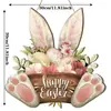 Transfronteiriço 2025 Produto Novo Criativo Flores da Primavera Festa do Coelho Mensagem de Boas-Vindas à Porta Placa de Madeira de Páscoa