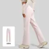 Pantalones de Yoga de Tiro Alto Color Durazno, Pierna Recta Holgada, Adelgazantes, Levanta Glúteos