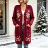 Nuevo cárdigan largo de punto con botones para Navidad, suéter abrigo de moda estampado para otoño e invierno, personalizado, casual para mujer