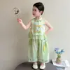 Nuevo Conjunto de Verano Floral Estilo Chino para Niñas 2026 Nuevo Modelo Niña Pequeña Estilo Chino Hanfu Ropa de Verano Conjunto de Dos Piezas