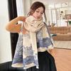 Bufanda de Flor de Ciruelo Estilo Nuevo Vintage para Mujer de Cachemir Engrosada Doble Cara Bufanda de Estudiante Shawl de Moda Abrigo Grueso Cálido
