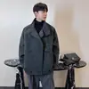 Ropa de Abrigo de Lana Sarga Estilo Retro Old Money para Hombre Otoño e Invierno Marca de Tendencia Diseño Corto Rompevientos Chaqueta Holgada