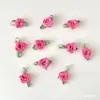 Cinta de Flor de Capullo de Rosa Hoja de Poliéster de 1.5cm Flor de Cinta para Manualidades Accesorios de Ropa Hechos a Mano Cinta con Flor de Rosa Hoja