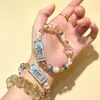 Pulsera Multibao Esmaltada Pulsera de Corazón de Cristal Agrietado Pulsera de Mantra Pulsera de Medio Azúcar con Lámina de Oro Esmaltada Sentido del Diseño Atracción de Riqueza Zona Escénica Thangka