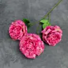 Flor Artificial de Lichi Rosa de 3 Cabezas para Decoración de Salón de Bodas, Arreglo para el Hogar, Rosa Serigrafiada, Adorno de Flores Artificiales Transfronterizo al por Mayor
