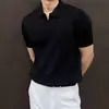 Look OOTD vintage coreano: camisa polo masculina de verão fina listrada slim fit com toque fresco, gola de marinheiro e cintura marcada