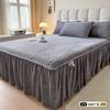 Falda de cama de terciopelo de leche clase A, pieza única, colcha de terciopelo coral, cubierta de cama engrosada, falda de cama con encaje, forro polar, ropa de cama, clip lateral para falda de cama, algodón, mesita de noche