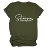 Suéter Casual con Letras de Comercio Exterior para Mujer de Manga Corta Más Fuerte que la Tormenta Camiseta de Comercio Exterior