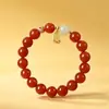 Nuevo brazalete de ágata roja para mujer, auspicioso para el año del zodiaco, con accesorios de jade Hetian, estilo de pareja, brazalete de estilo chino