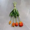 Flor de Tulipán Artificial de Silicona Nueva Decoración del Hogar Ramo Artificial Decoración de Flor Artificial Pegamento Suave 4 Cabezas 4 Tipos Mezclados Atado