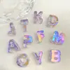 Miçangas de Letra Acrílicas Transparentes com Revestimento de Cor UV Criativas para DIY/Corrente de Celular Chaveiro Pingente de Bolsa Acessórios de Joia