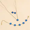 Accesorios de Moda Conjunto de Trébol de Cinco Hojas de la Suerte Joyería Collar Pulsera Pendientes Moda Acero de Titanio Cadena Clavicular 18K Venta al por Mayor I