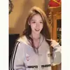 Sudadera con capucha y estampado de letras estilo coreano americano para mujer en otoño e invierno, cárdigan de terciopelo grueso, chaqueta con cremallera, holgada y moderna