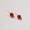 Pendientes de Plata de Ley S925, Pendientes de Granate Rojo, Pendientes de Diseño Elegante y Dulce, Pendientes de Joyería de Plata de Ley Estilo Coreano
