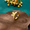 Anillo Abierto de Orejas de Conejo Imitación Oro Transfronterizo para Mujer, Anillo de Arena Dorada Vietnamita de Moda Incrustado con Circonio, Joyería Versátil y Duradera