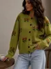 Casaco Suéter Novo Outono 2026 para Mulheres, Estilo Coreano Solto Emagrecedor Elegante Gola Redonda Botões Malha Cardigan